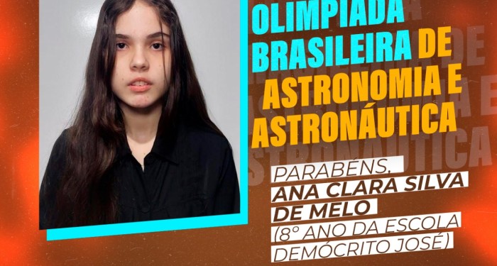 Estudante do município é medalhista de ouro na Olimpíada Brasileira de Astronomia e Astronáutica